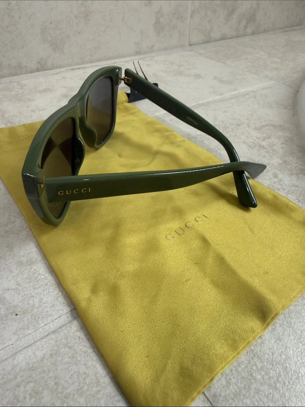 Gucci Authentic Dark Olive Green Sunglasses with Dark Lenses - Picture 2 of 10